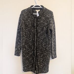 Cocogio Italy Wool Herringbone Longline Coatigan Jacket Veste Cardigan Small S/P